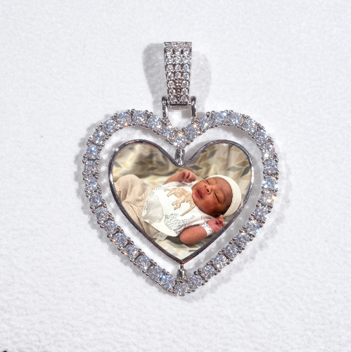 3D Spinning 2-Faced Heart Custom Picture Pendant