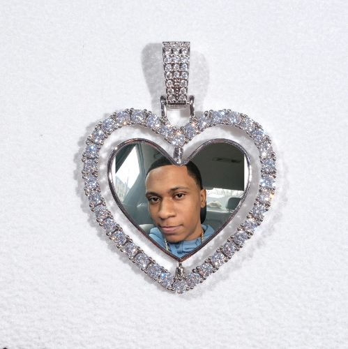 3D Spinning 2-Faced Heart Custom Picture Pendant