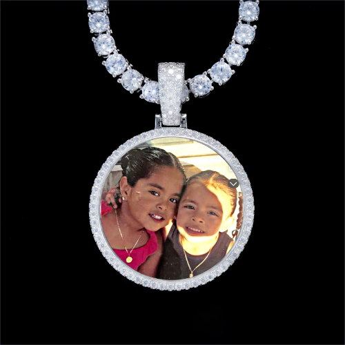 925S & VVS Moissanite 3D Circle Custom Picture Pendant