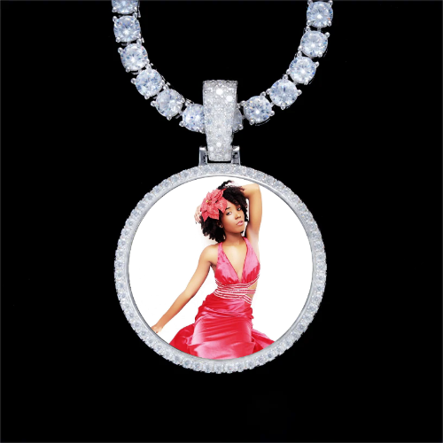 925S & VVS Moissanite 3D Circle Custom Picture Pendant