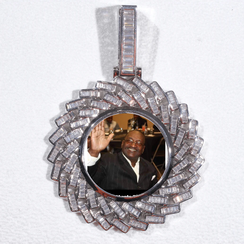 Large 3D Baguette Custom Picture Pendant