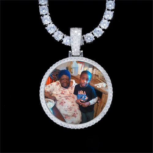 925S & VVS Moissanite 3D Circle Custom Picture Pendant