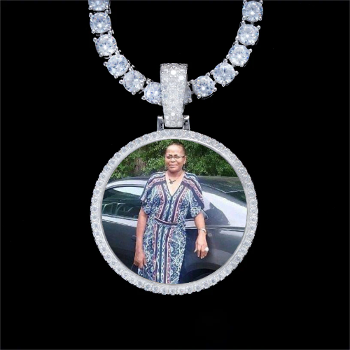 925S & VVS Moissanite 3D Circle Custom Picture Pendant