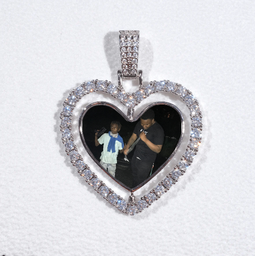 3D Spinning 2-Faced Heart Custom Picture Pendant
