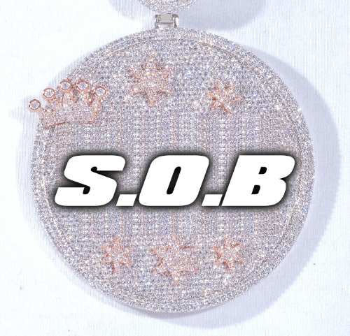 CUSTOM LETTER NECKLACE 3D BIG CROWN DISC