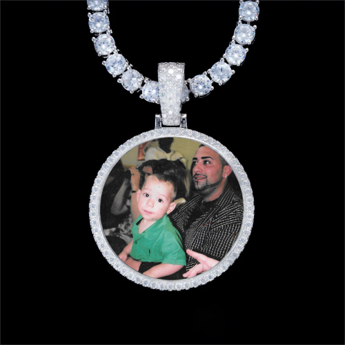 925S & VVS Moissanite 3D Circle Custom Picture Pendant