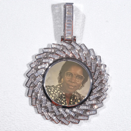 Large 3D Baguette Custom Picture Pendant