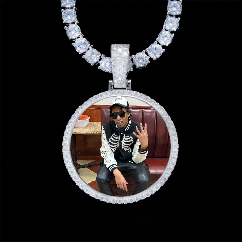 925S & VVS Moissanite 3D Circle Custom Picture Pendant