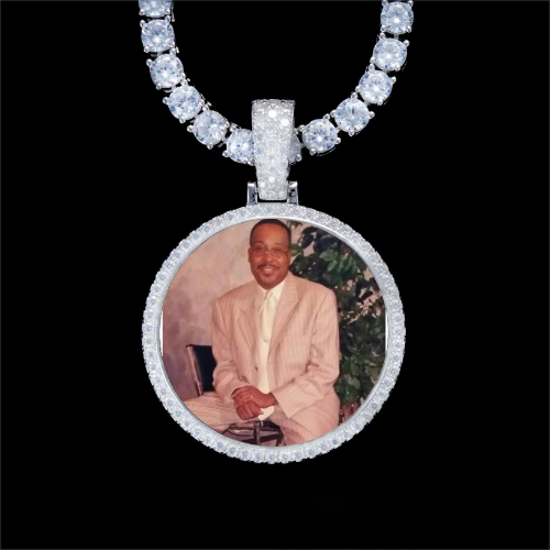 925S & VVS Moissanite 3D Circle Custom Picture Pendant