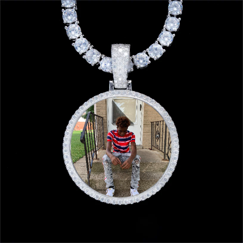 925S & VVS Moissanite 3D Circle Custom Picture Pendant