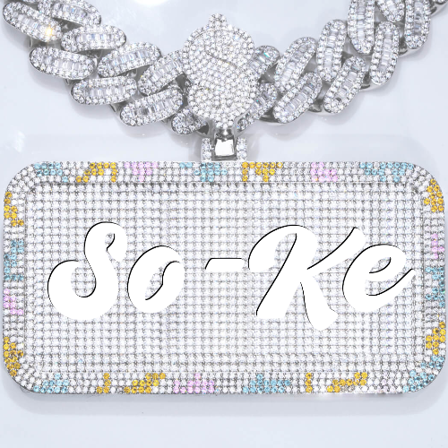 CUSTOM LETTER NECKLACE 3D COLORFUL SQUARE