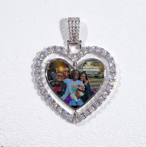 3D Spinning 2-Faced Heart Custom Picture Pendant