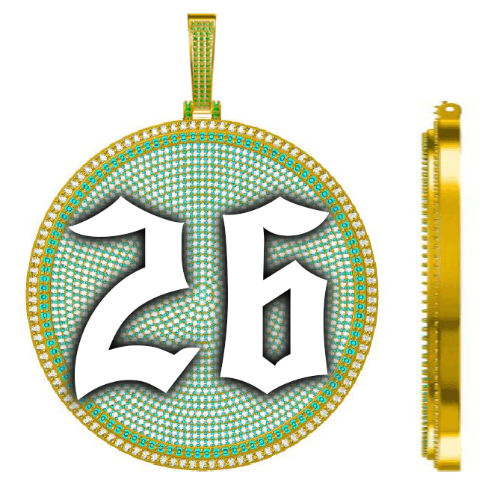 CUSTOM LETTER NECKLACE 3D BIG DISC