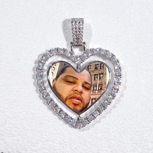 3D Spinning 2-Faced Heart Custom Picture Pendant