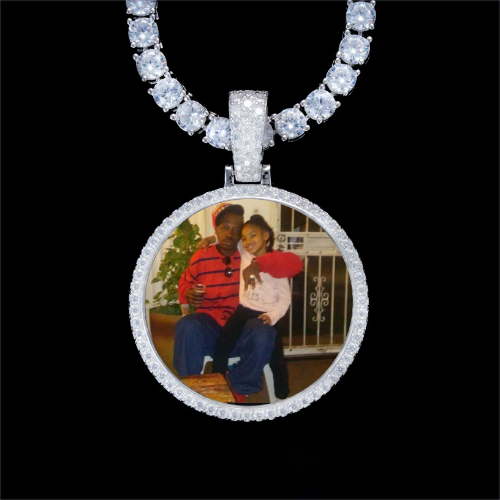 925S & VVS Moissanite 3D Circle Custom Picture Pendant