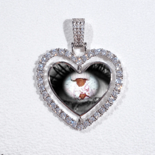 3D Spinning 2-Faced Heart Custom Picture Pendant