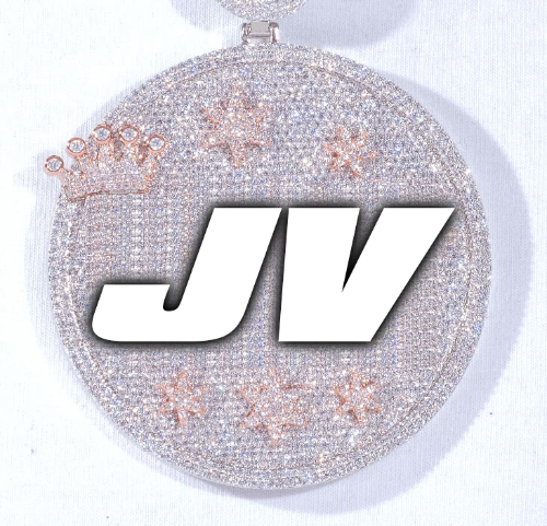 CUSTOM LETTER NECKLACE 3D BIG CROWN DISC
