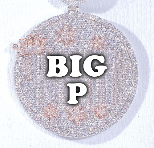 CUSTOM LETTER NECKLACE 3D BIG CROWN DISC