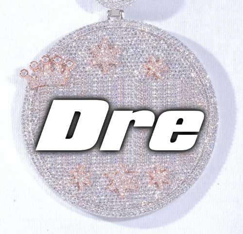 CUSTOM LETTER NECKLACE 3D BIG CROWN DISC