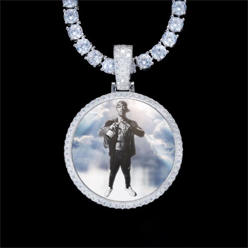 925S & VVS Moissanite 3D Circle Custom Picture Pendant