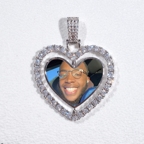 3D Spinning 2-Faced Heart Custom Picture Pendant