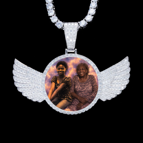 925S & VVS Moissanite 3D Wing Custom Picture Pendant