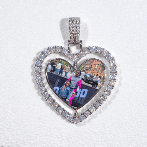 3D Spinning 2-Faced Heart Custom Picture Pendant