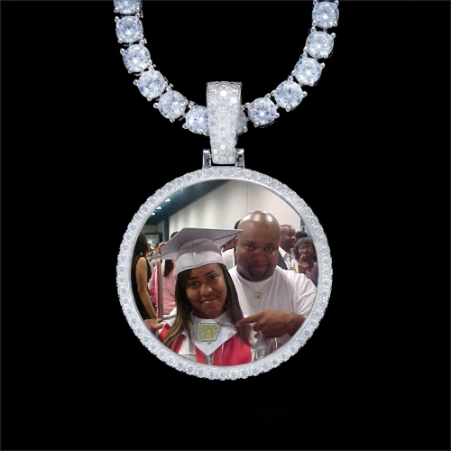 925S & VVS Moissanite 3D Circle Custom Picture Pendant