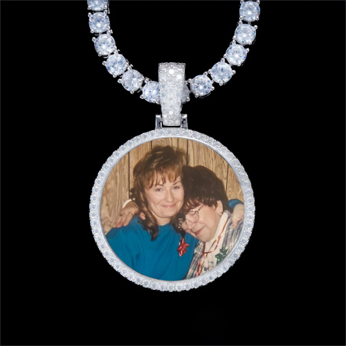925S & VVS Moissanite 3D Circle Custom Picture Pendant