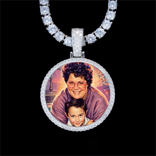 925S & VVS Moissanite 3D Circle Custom Picture Pendant