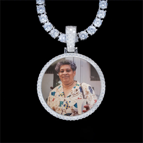 925S & VVS Moissanite 3D Circle Custom Picture Pendant
