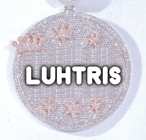 CUSTOM LETTER NECKLACE 3D BIG CROWN DISC
