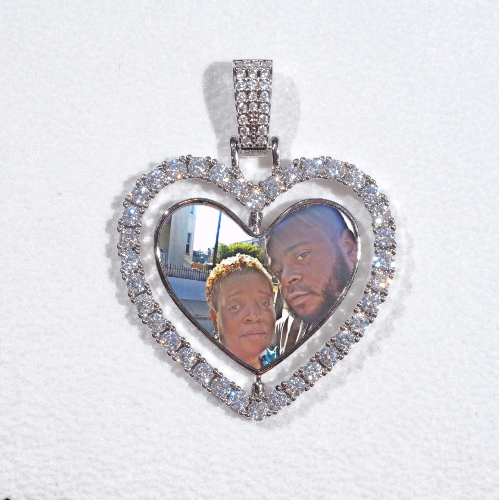 3D Spinning 2-Faced Heart Custom Picture Pendant