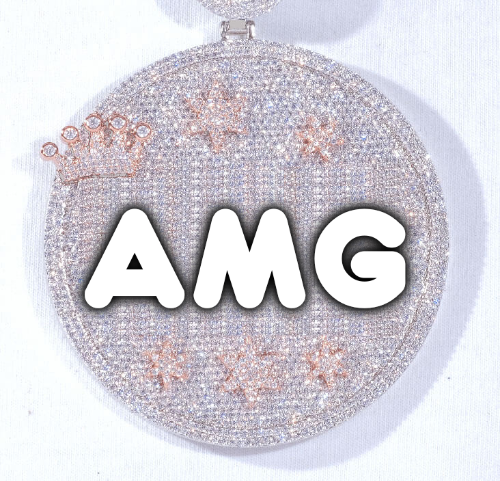 CUSTOM LETTER NECKLACE 3D BIG CROWN DISC