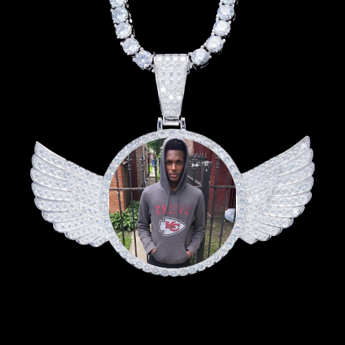 925S & VVS Moissanite 3D Wing Custom Picture Pendant