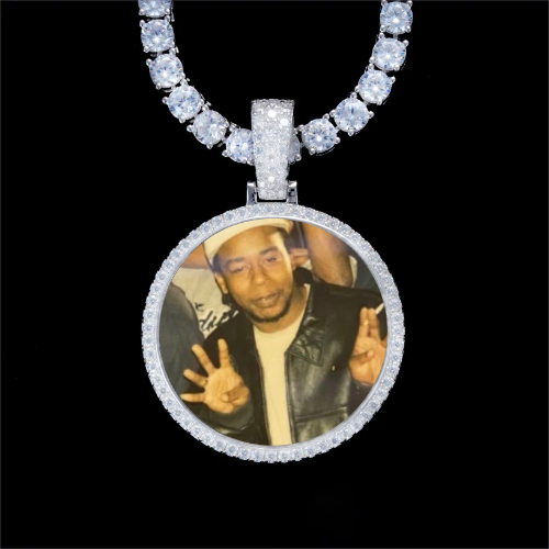 925S & VVS Moissanite 3D Circle Custom Picture Pendant