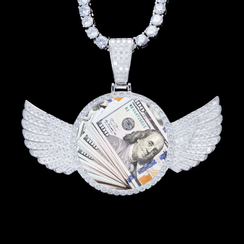 925S & VVS Moissanite 3D Wing Custom Picture Pendant