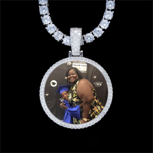 925S & VVS Moissanite 3D Circle Custom Picture Pendant