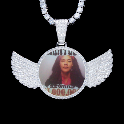 925S & VVS Moissanite 3D Wing Custom Picture Pendant