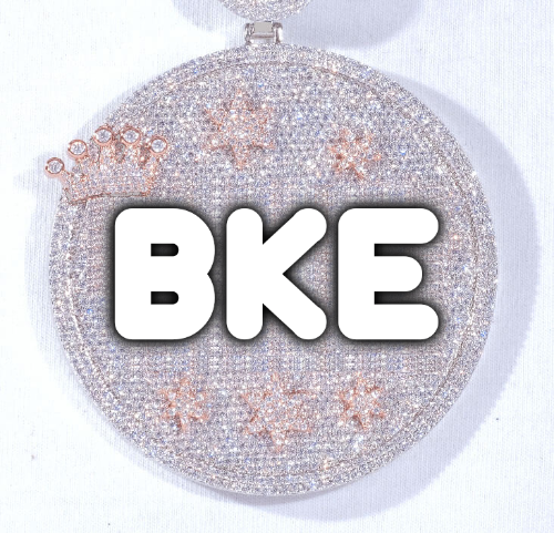 CUSTOM LETTER NECKLACE 3D BIG CROWN DISC