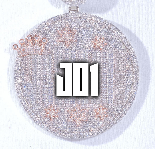 CUSTOM LETTER NECKLACE 3D BIG CROWN DISC