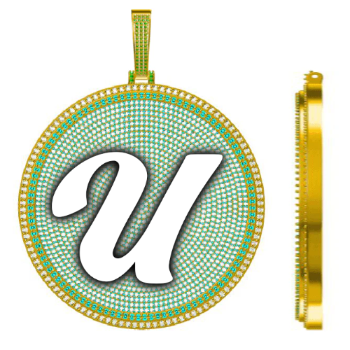 CUSTOM LETTER NECKLACE 3D BIG DISC