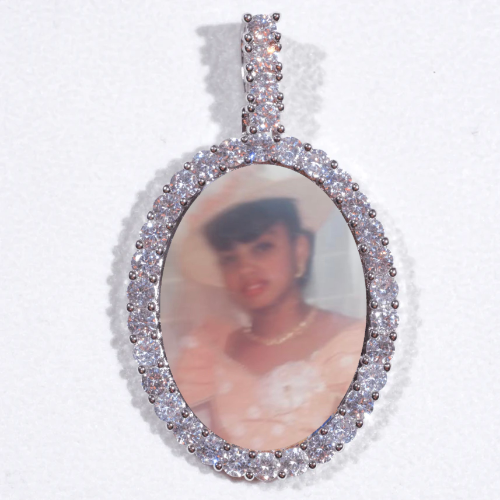 Large 3D Oval Custom Picture Pendant