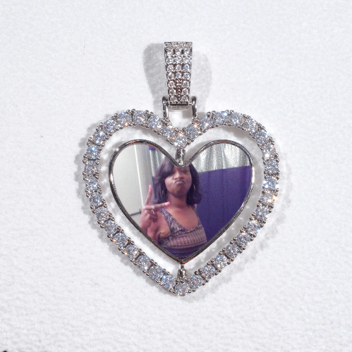 3D Spinning 2-Faced Heart Custom Picture Pendant