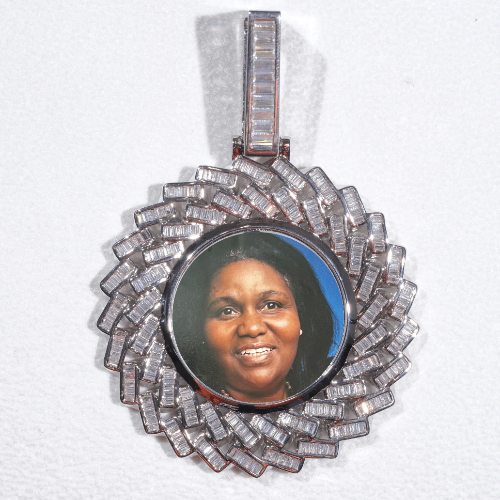 Large 3D Baguette Custom Picture Pendant