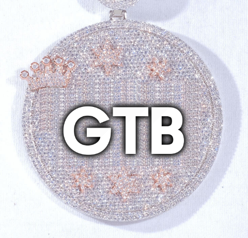 CUSTOM LETTER NECKLACE 3D BIG CROWN DISC