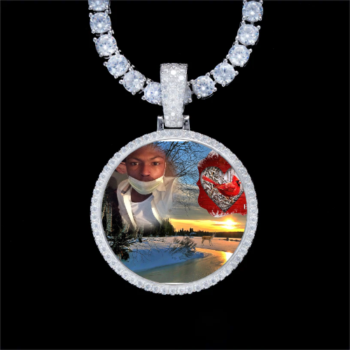 925S & VVS Moissanite 3D Circle Custom Picture Pendant