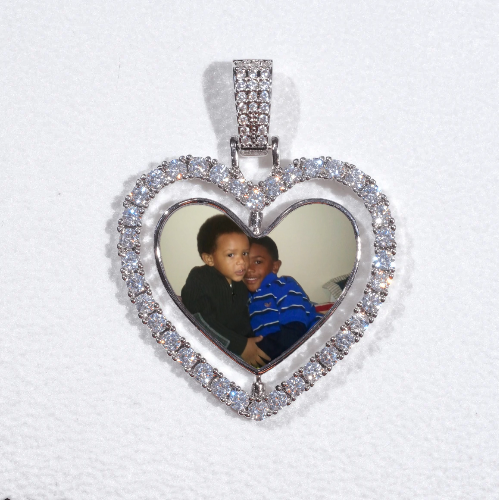 3D Spinning 2-Faced Heart Custom Picture Pendant