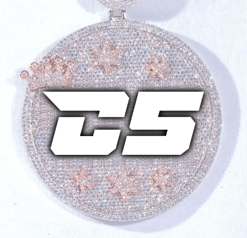 CUSTOM LETTER NECKLACE 3D BIG CROWN DISC