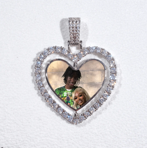 3D Spinning 2-Faced Heart Custom Picture Pendant